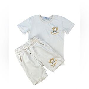 MOSCHINO 2 Piece Embroidered Shirt and Shorts Set - 110 (4T)